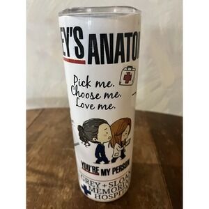 Greys‎ Anatomy Cartoon ~ 20oz Skinny Tumbler Custom Cup